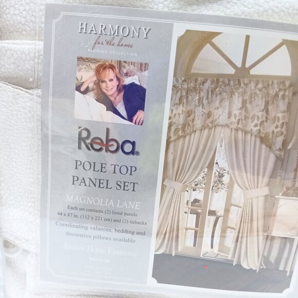 Reba Harmony for the Home Drapery, Magnolia Lane Pole Top Panel Set Curtains, El - Picture 2 of 4